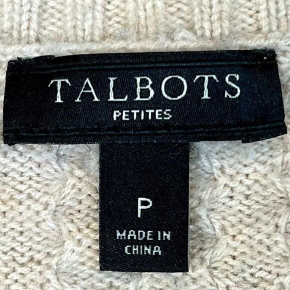 Talbots Women’s Tan Basket Weave Sweater Petite Small - Picture 9 of 11